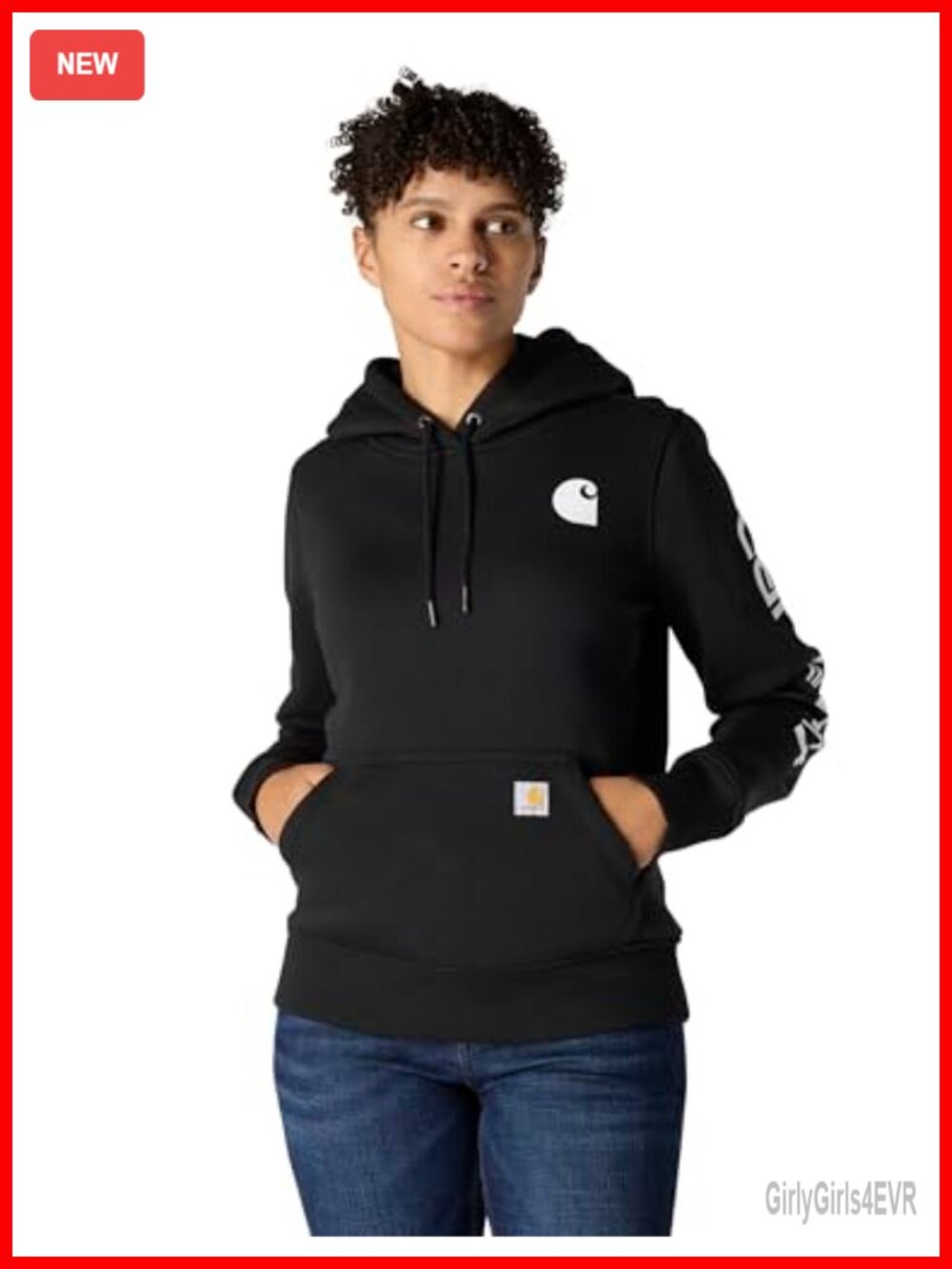 Carhartt Iconic Clarksburg Logo Hooded Sweatshirt Relaxed Fit Pullover